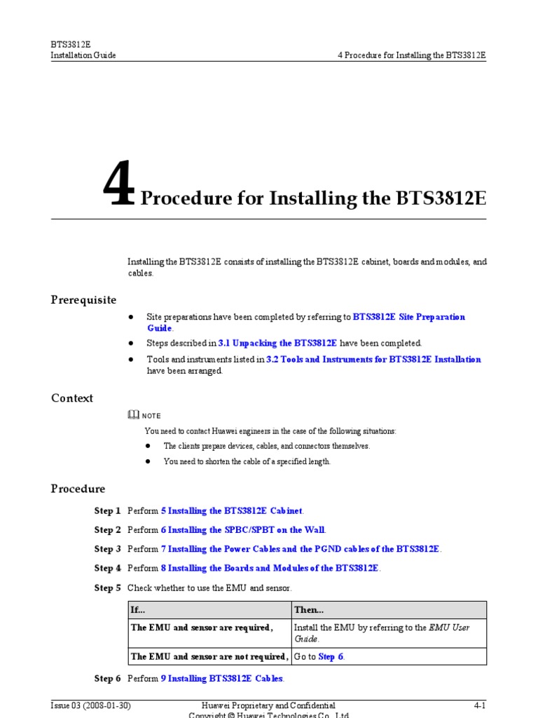 Procedure For Installing The BTS3812E | PDF