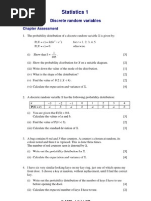 Discrete Random Variable Questions