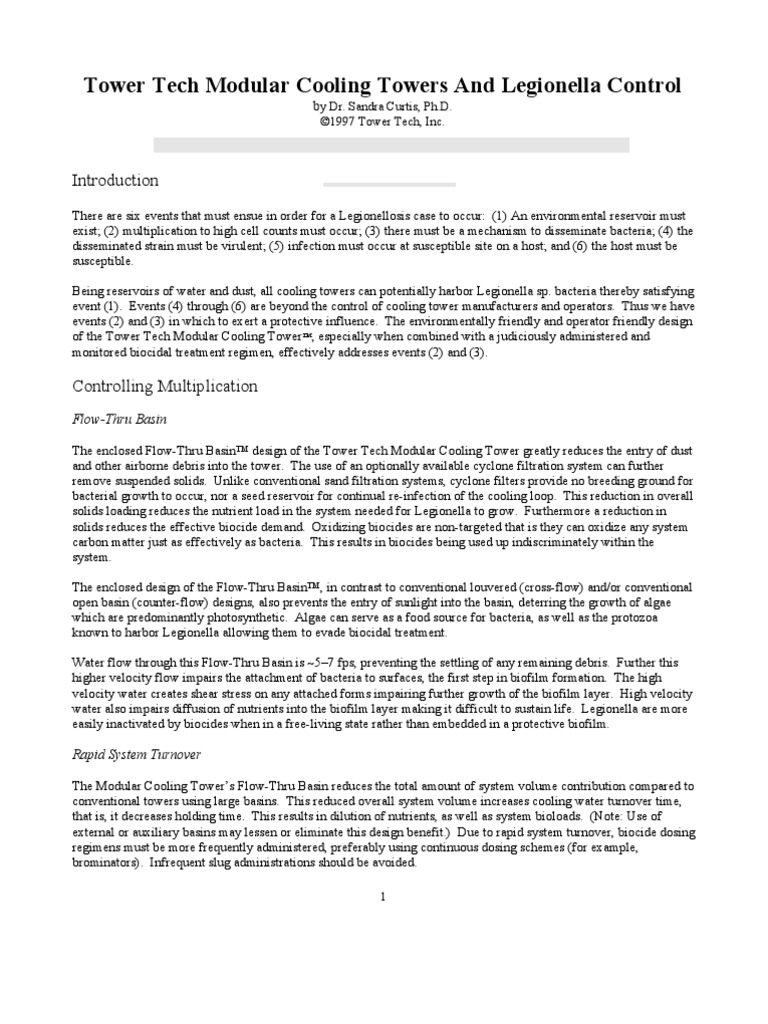 Legionella Control White Paper 05072004 | PDF | Chemical Engineering ...