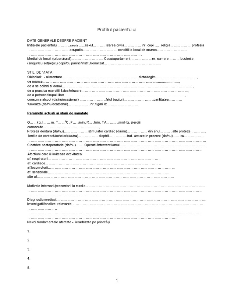 Profilul Pacientului | PDF