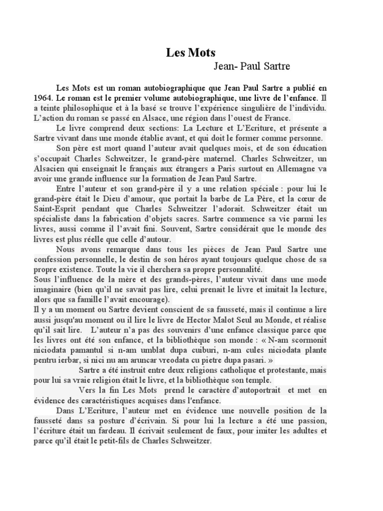 Les Mots | PDF | Jean-Paul Sartre | Protestantisme