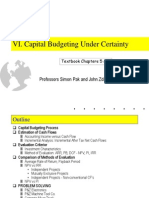 VI. Capital Budgeting Under Certainty: Professors Simon Pak and John Zdanowicz