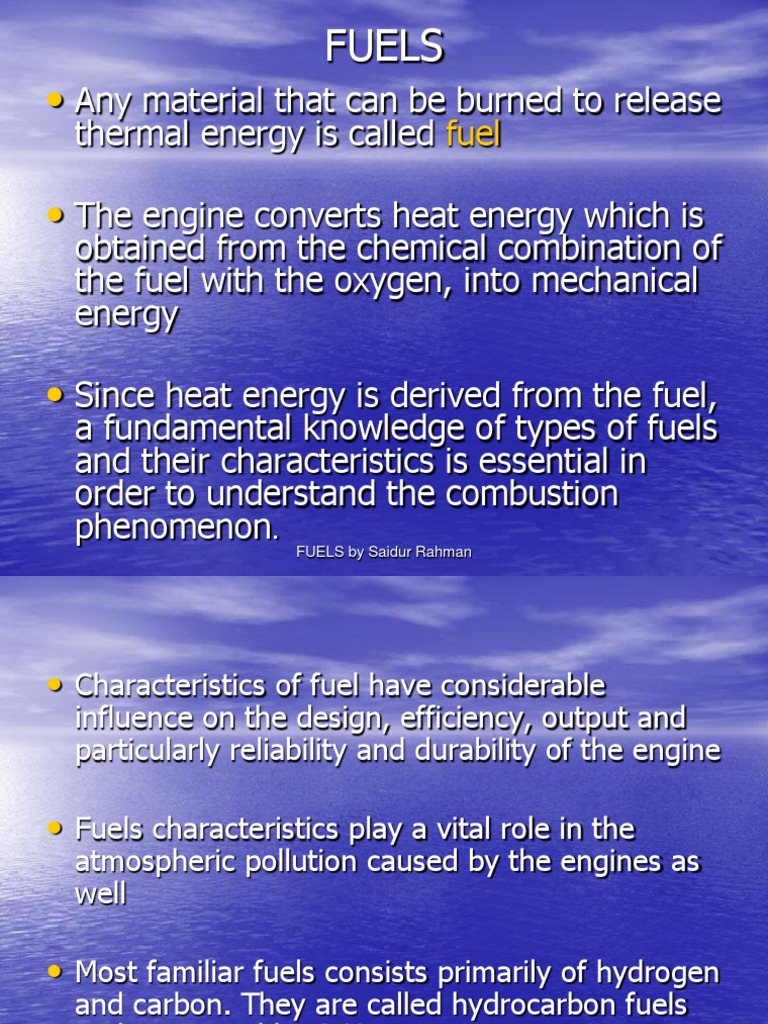 Types and Characteristics of Fuels | PDF | Petroleum | Oil Refinery