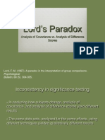 Lord's Paradox: Analysis of Covariance vs. Analysis of Difference Scores