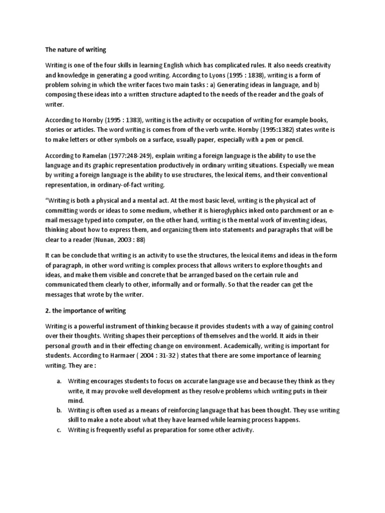 The Nature of Writing Writers Writing