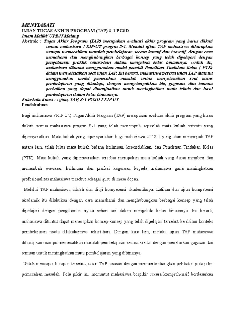 Contoh Soal Kasus Tap Pgsd Ut Contoh Soal Terbaru