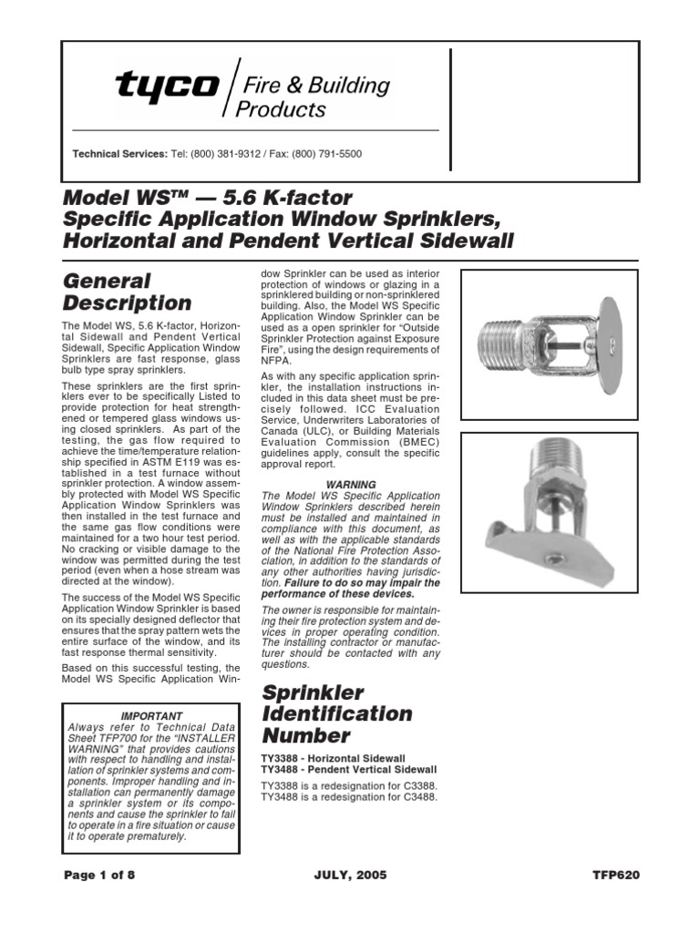 Window Sprinkler | PDF | Fire Sprinkler System | Window