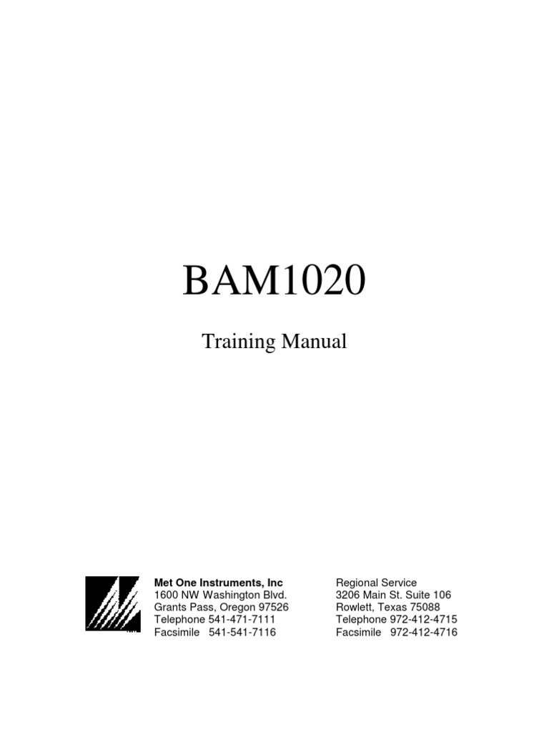 BAM 1020 Training Manual | PDF | Flow Measurement | Computer Terminal