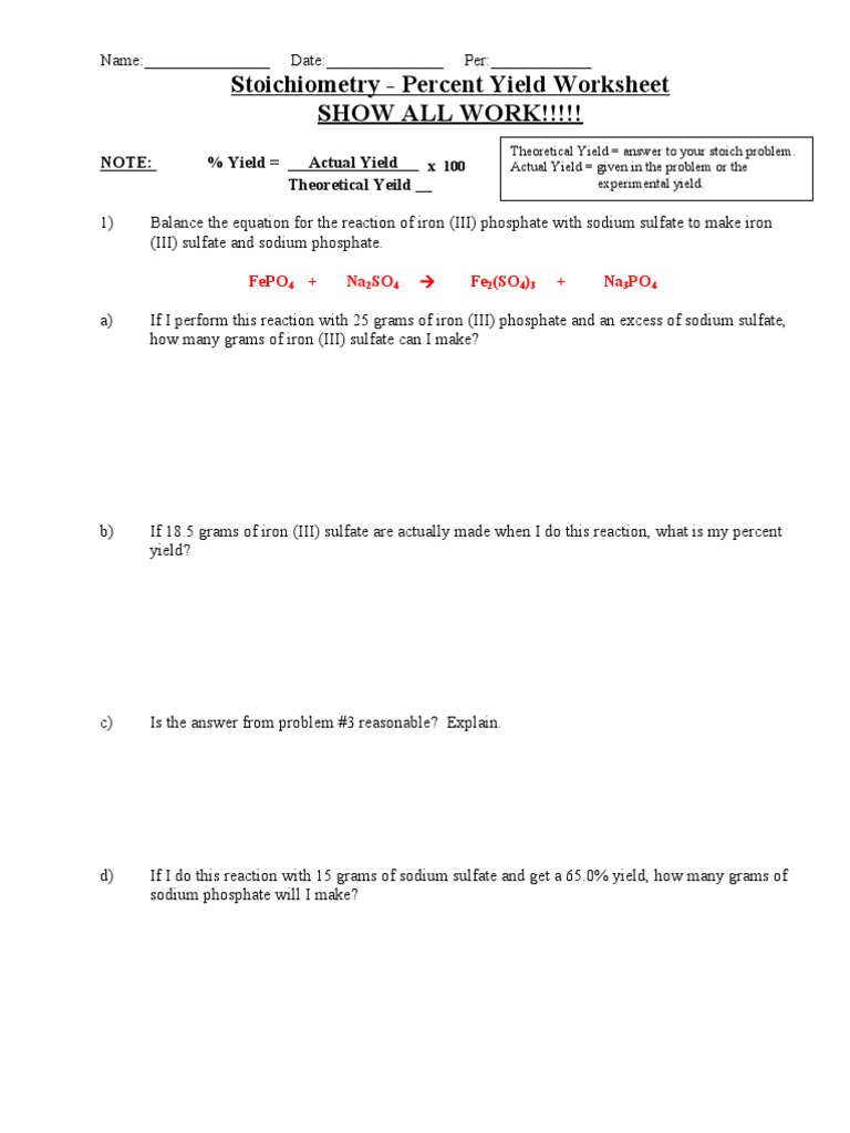 percent-yield-worksheet-pdf-sulfate-chemical-reactions