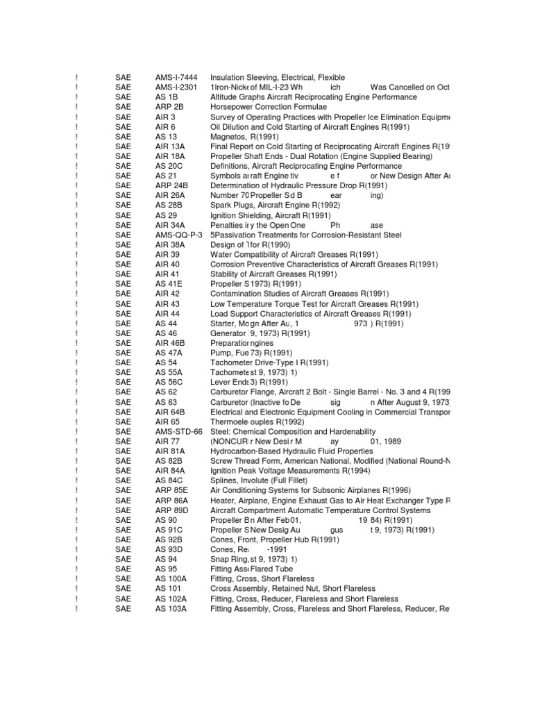 SAE Standards for Aircraft Components | PDF | Aircraft | Gas Turbine