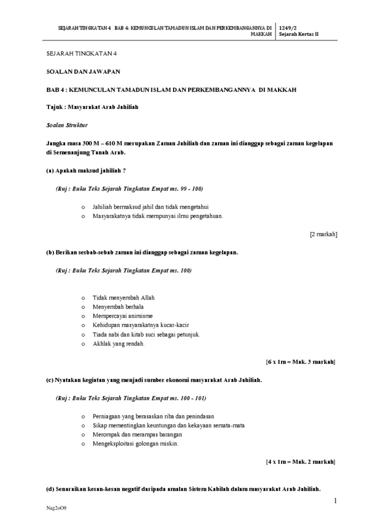 Bab 4 Sejarah Tingkatan 4 Jahiliah