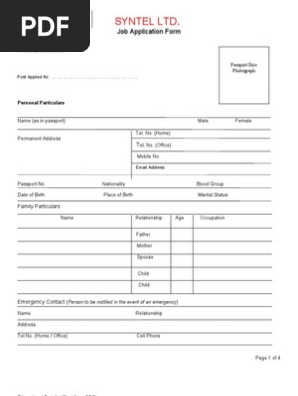 Job Application Form
