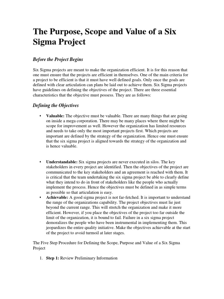 Six Sigma Project | PDF | Six Sigma | Goal