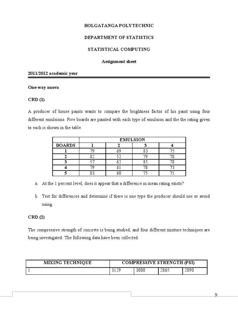 statistics assignment pdf