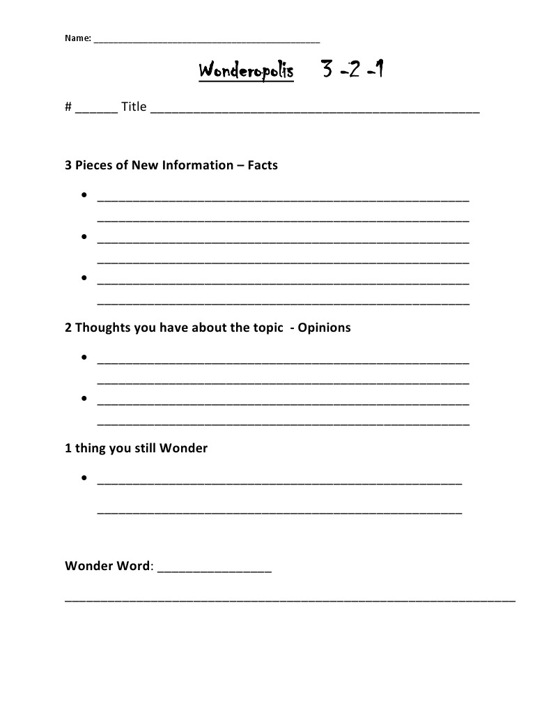 Wonderopolis Reflection Template | PDF