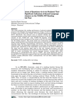 The Types and Nature of Questions vis-a-vis Students' Test-taking Skills as Significant Indicators of L2 Examinees' Performance on the TOEFL-ITP Reading Comprehension 