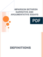 Comparison Between Narrative and Argumentative Essays