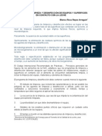 Programas de Limpieza y Desinfeccion de Equipos y Superficies en Contacto Con La Leche