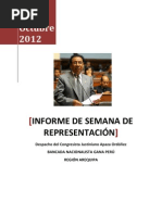 SEMANA DE REPRESENTACIÓN CONGRESAL DEL MES DE OCTUBRE