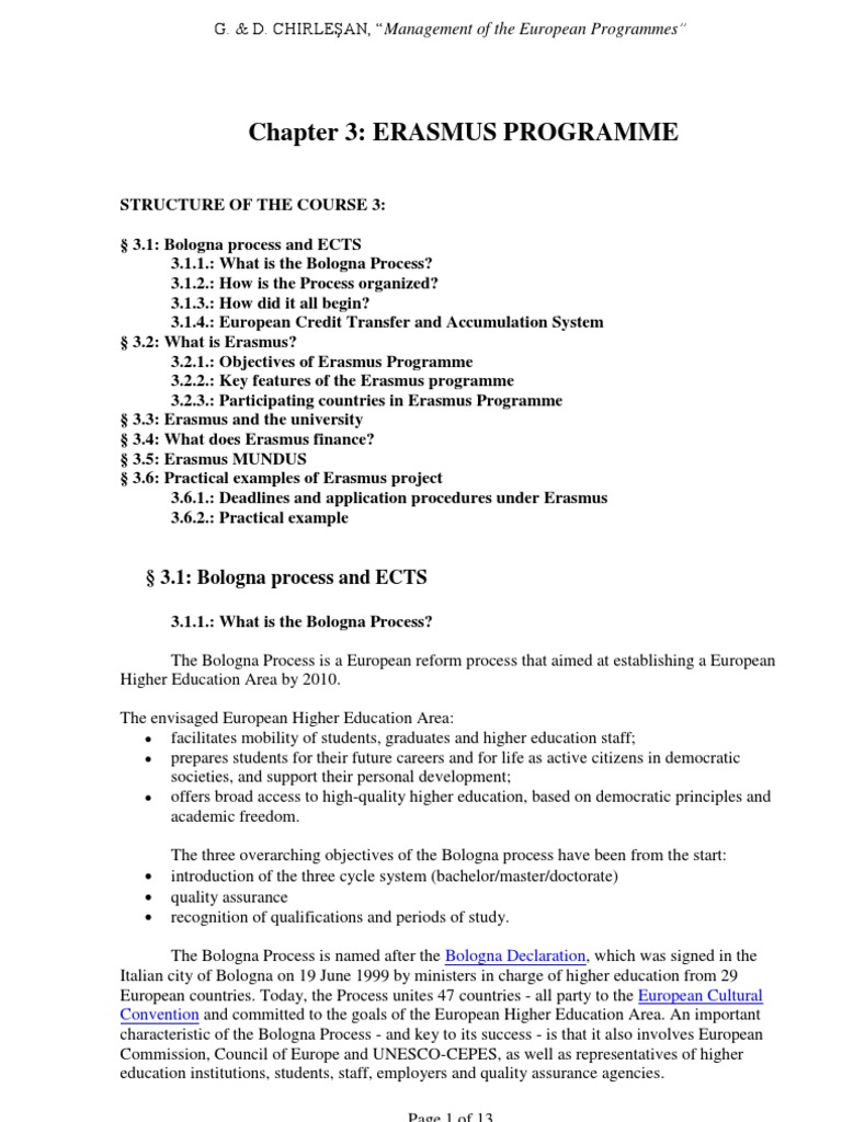 Chapter 3 Erasmus Programme 3.1 Bologna Process and ECTS PDF