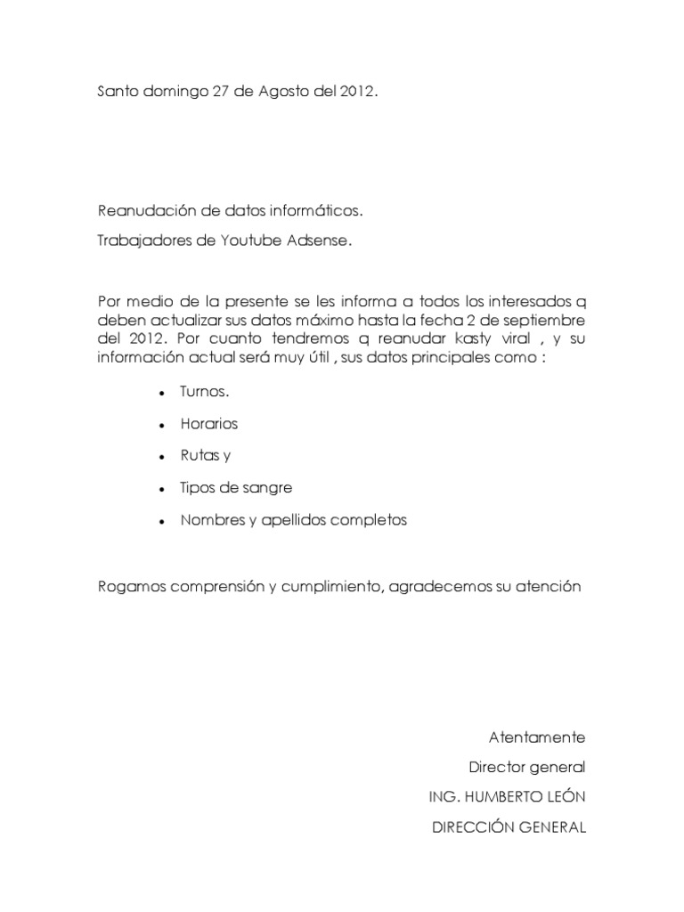 Ejemplo de Una Circular | PDF