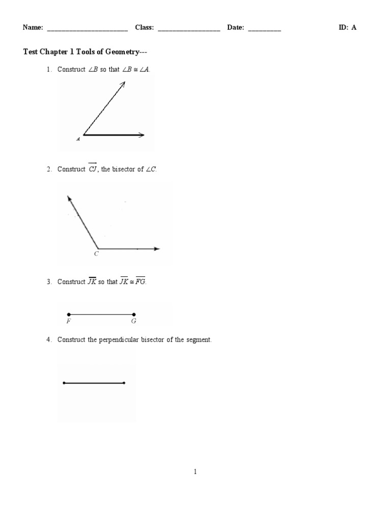 Geometry Test: Construction & Area Problems | PDF