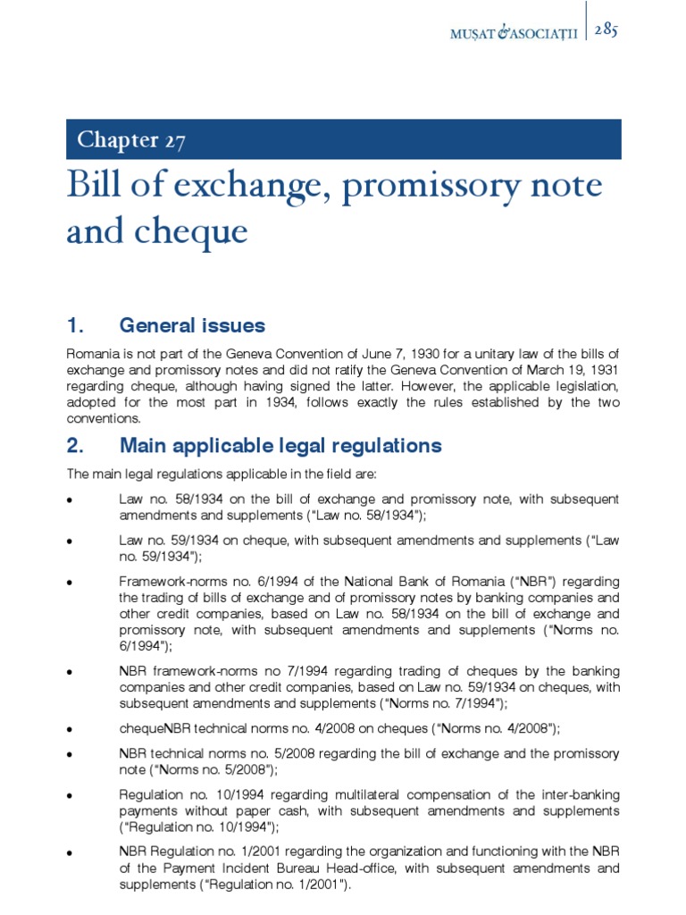 27.bill of Exchange Promissory Note and Check | PDF | Negotiable ...