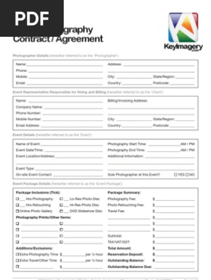 Event Photography Example Contract