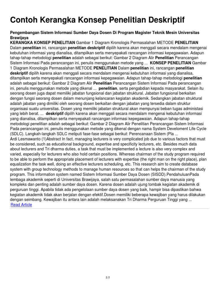 Contoh Kerangka Konsep Penelitian Deskriptif | PDF