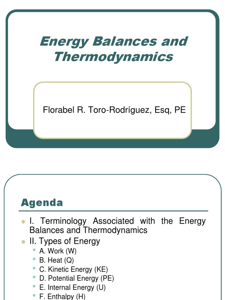 Energy Balance PDF Enthalpy Steady State