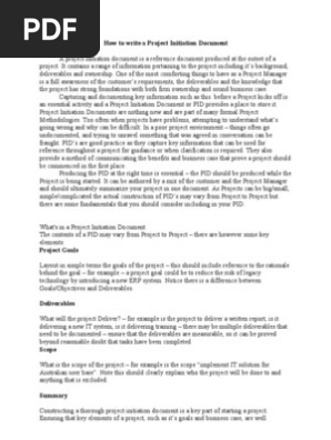 Project Initiation Document