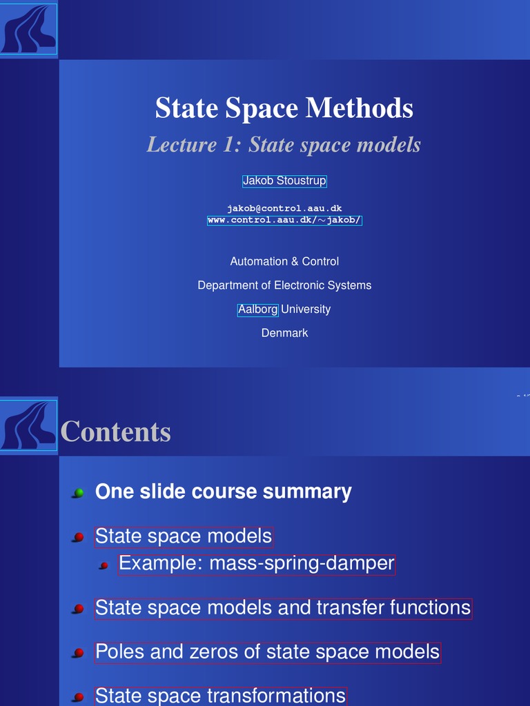 State Space Models Overview | PDF | Kinetic Energy | Derivative