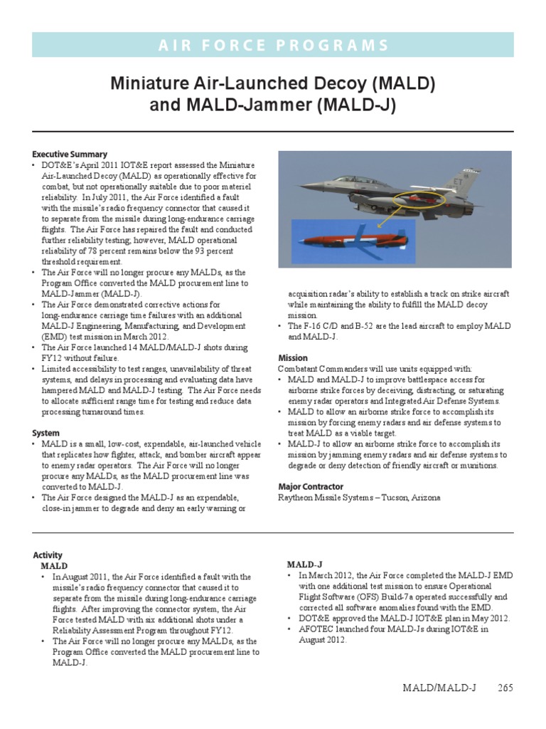 Miniature Air-Launched Decoy (MALD) and MALD Jammer (MALD-J) | PDF ...