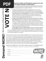 The Movement of Rank and File Educators urges you to vote NO on the proposed teacher evaluation plan