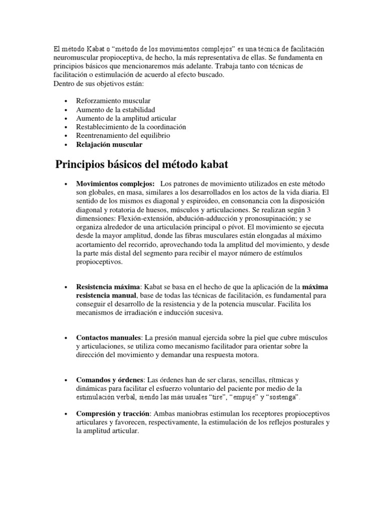 Ejercicios del Método Kabat en Fisioterapia | PDF | Contracción ...