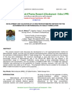 Development An Validation of Uv Spectrophotometric