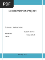 Econometrics Project: Professor: Daniela Șerban