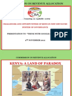 CRA Presentation On Challenges and Opportunities of Kenya's New Devolved System of Governance - 9th November 2012