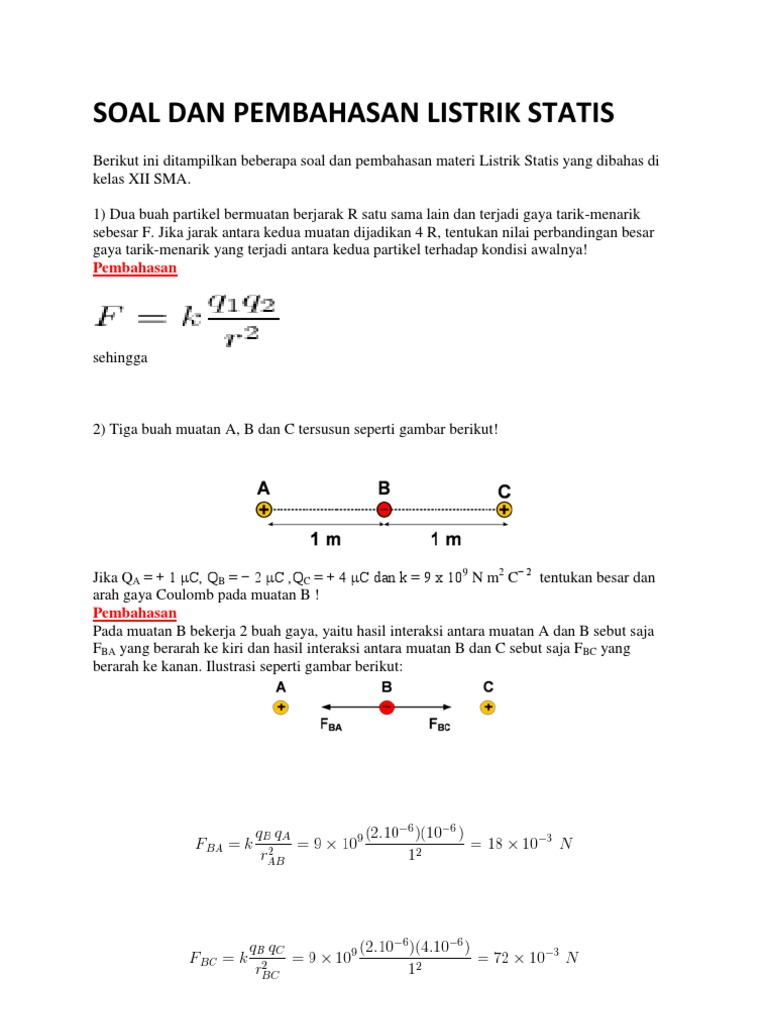 Soal Dan Pembahasan Listrik Statis