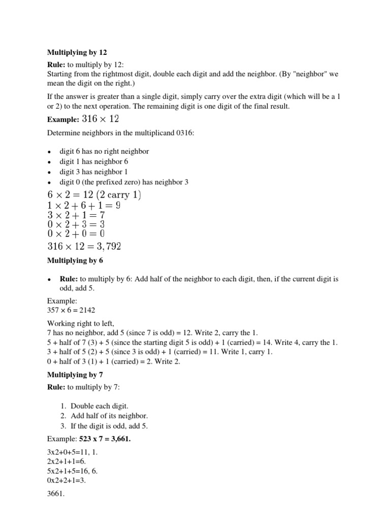 Multiplying by 12 Rule: To Multiply by 12 | PDF | Multiplication | Numbers
