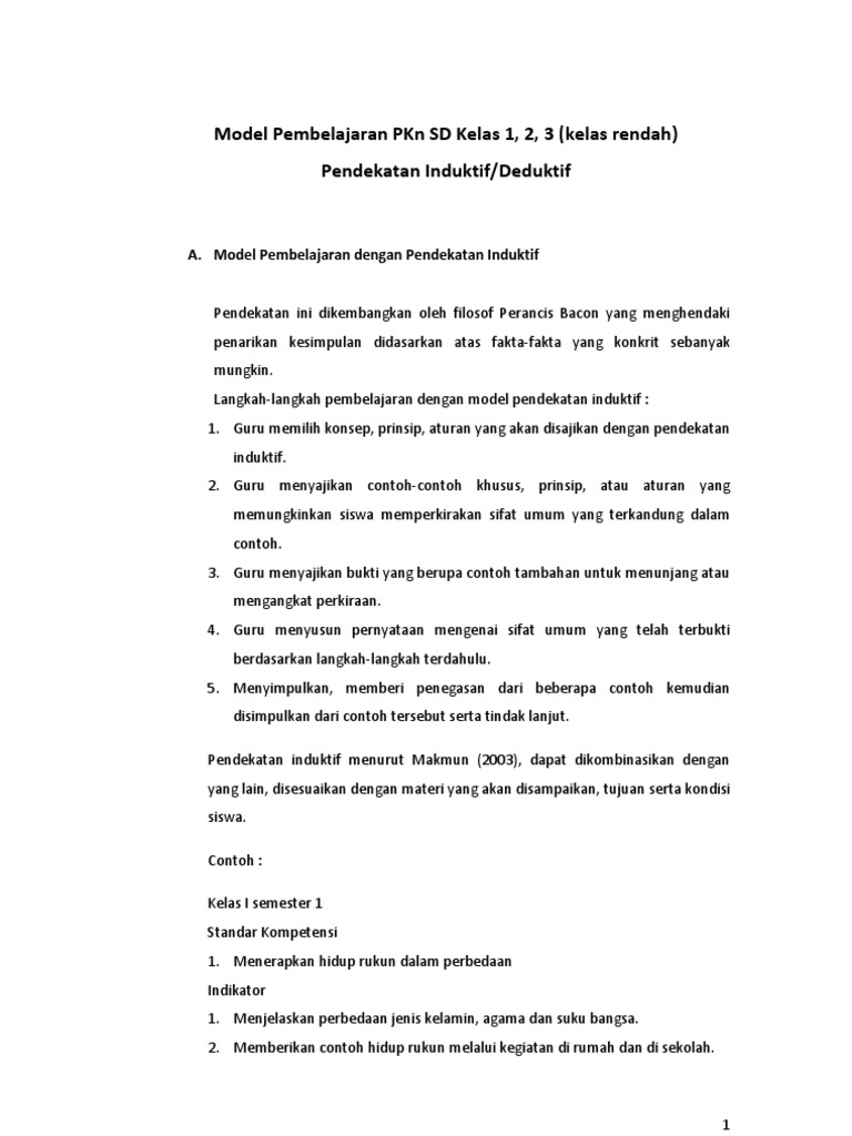 Bahan Ajar Pkn Sd Kelas 1
