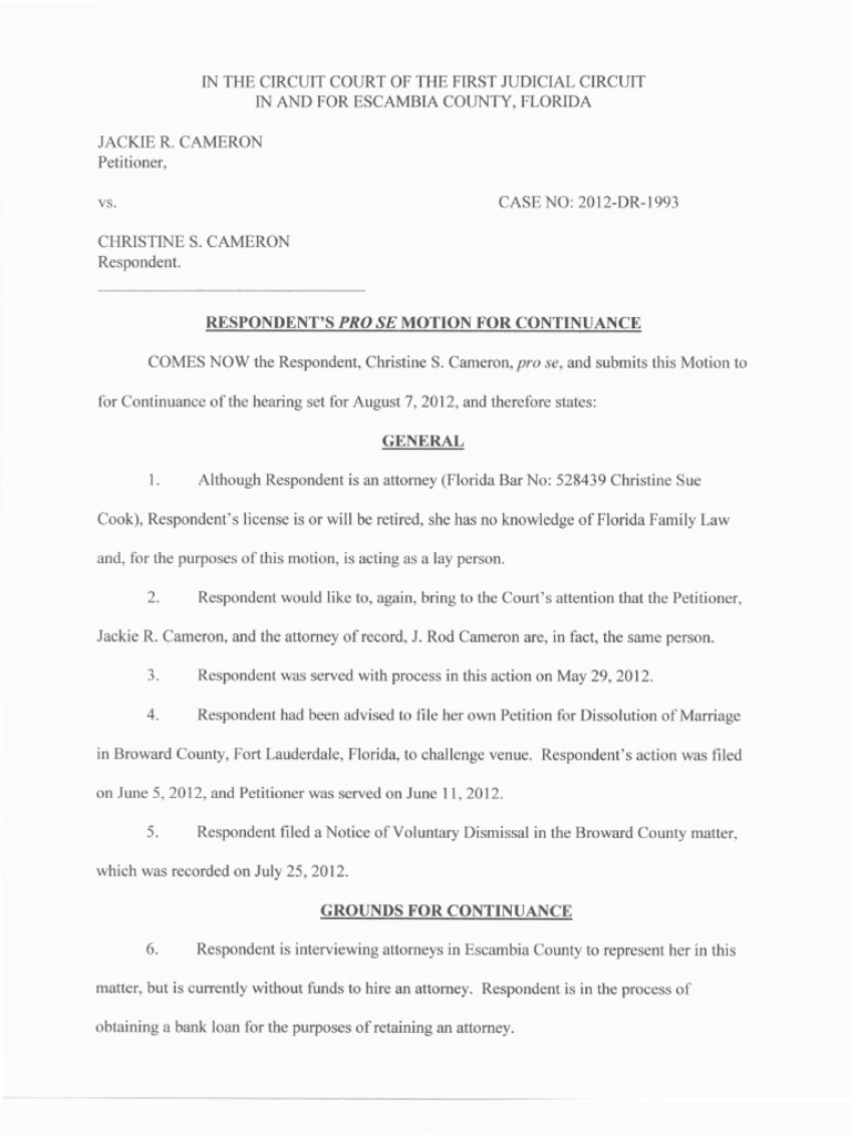 Motion For Continuance PDF PDF Social Institutions Social Science