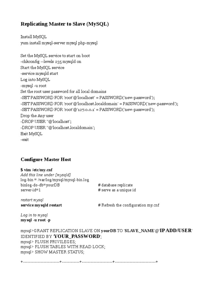 MySQL Master-Slave Replication Guide | PDF | Computers | Technology ...