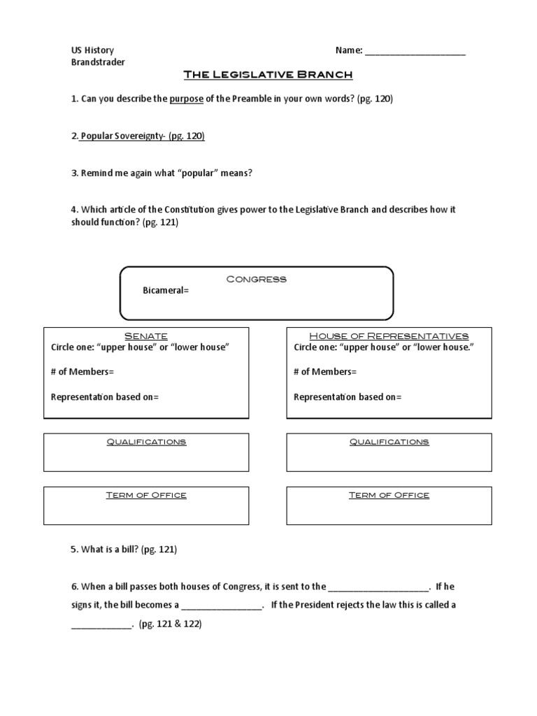 Legislative Branch Overview | PDF | United States Congress | American ...
