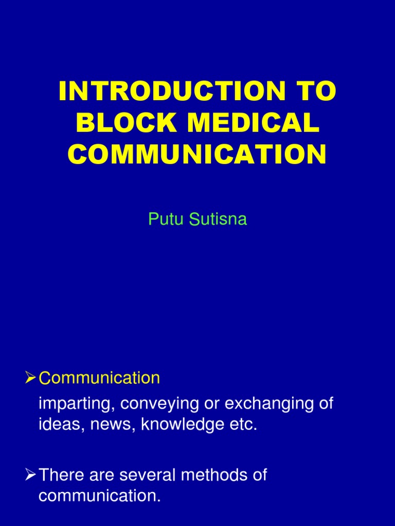 Introduction To Block Medical Communication PDF Nonverbal Communication Physician