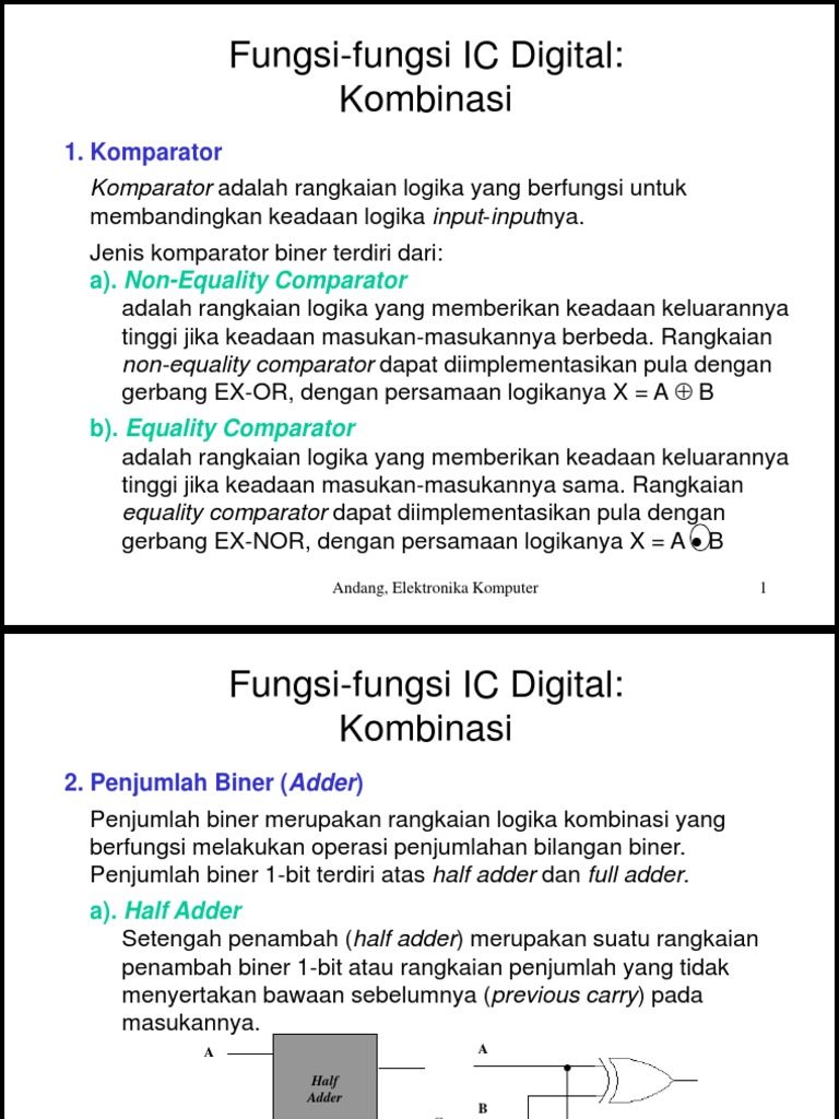 Fungsi Fungsi IC Digital Kombinasional