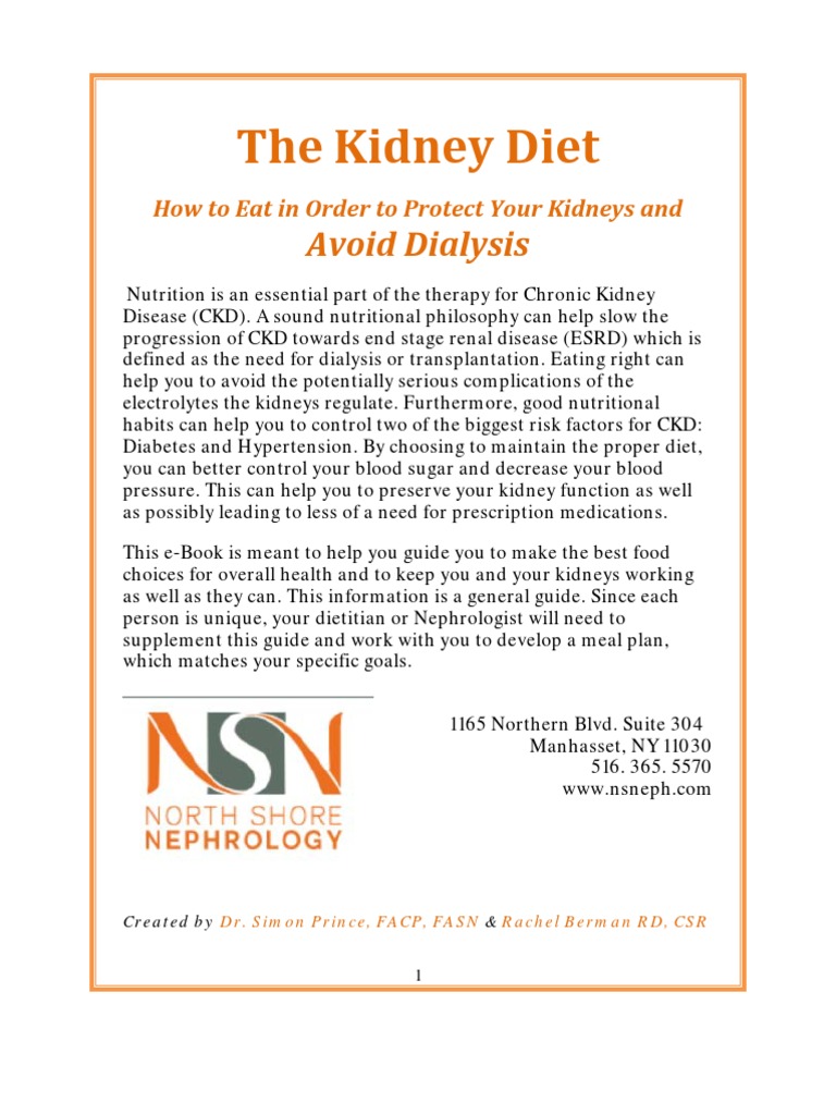 The Kidney Diet PDF | PDF | Dash Diet | Chronic Kidney Disease