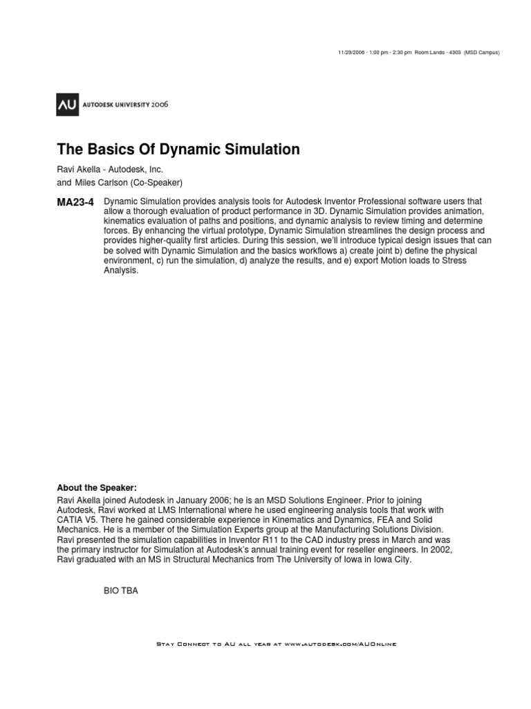Dynamic Simulation Basics in Inventor | PDF | Simulation | Force
