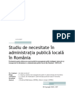 Studiu de Necesitate În Administrația Publică Locală În România