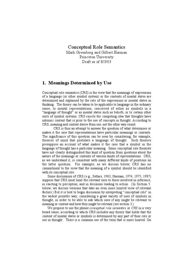 Conceptual Role Semantics Explained | PDF | Concept | Theory